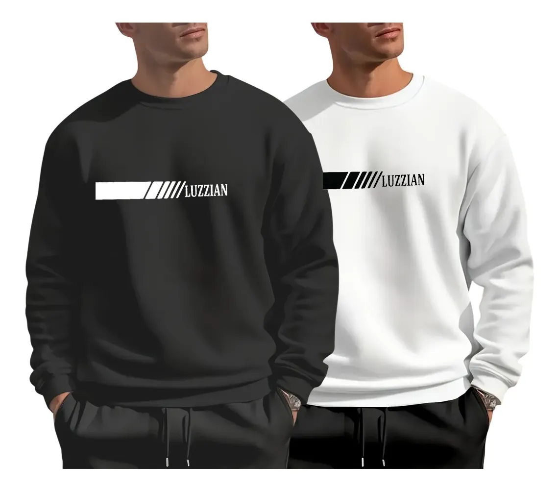 Kit 2 Blusa Frio Moletom Gola Careca Marca Luzzian Premiun