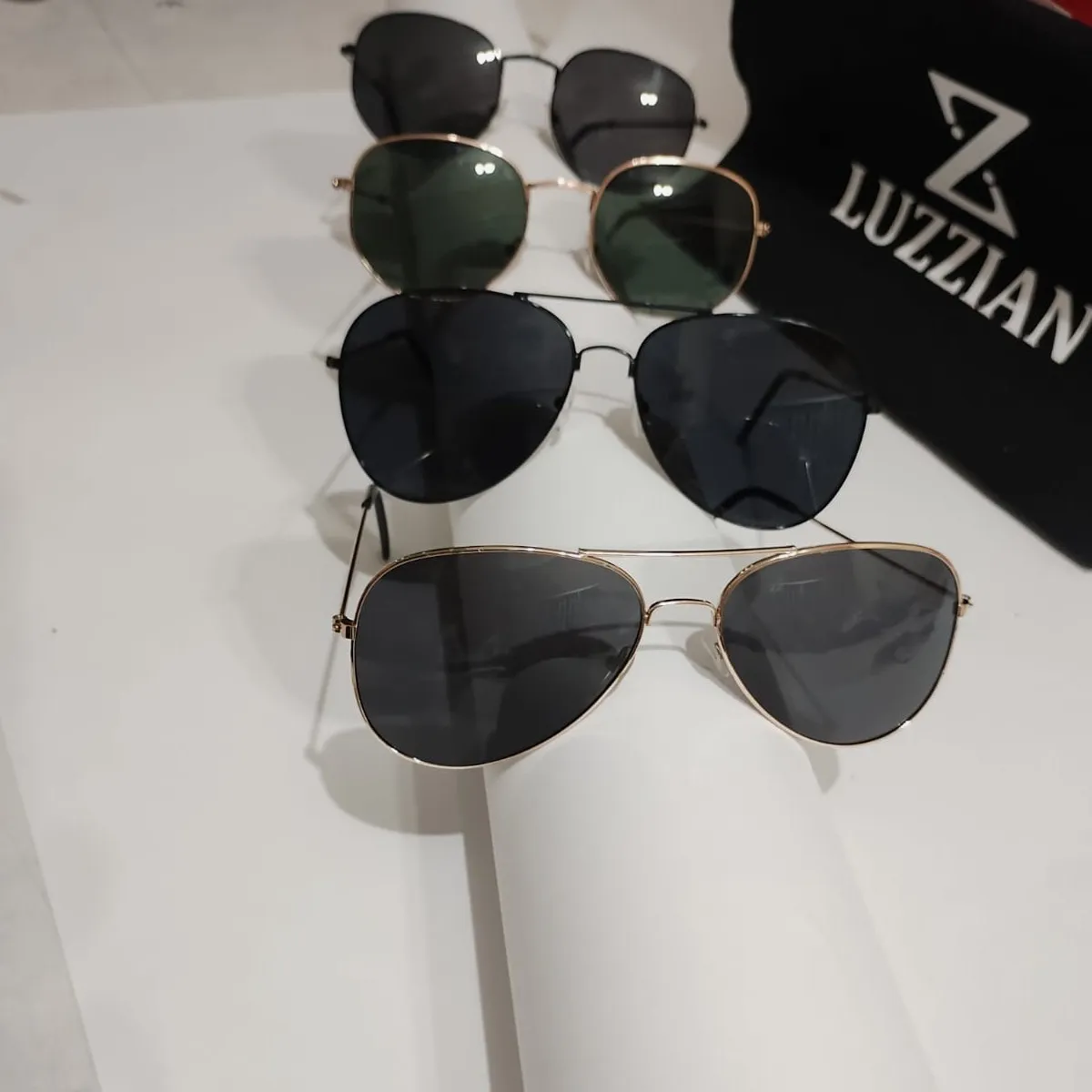 Kit Óculos De Sol Unissex Aviador Marca Luzzian Original - Imagem 3