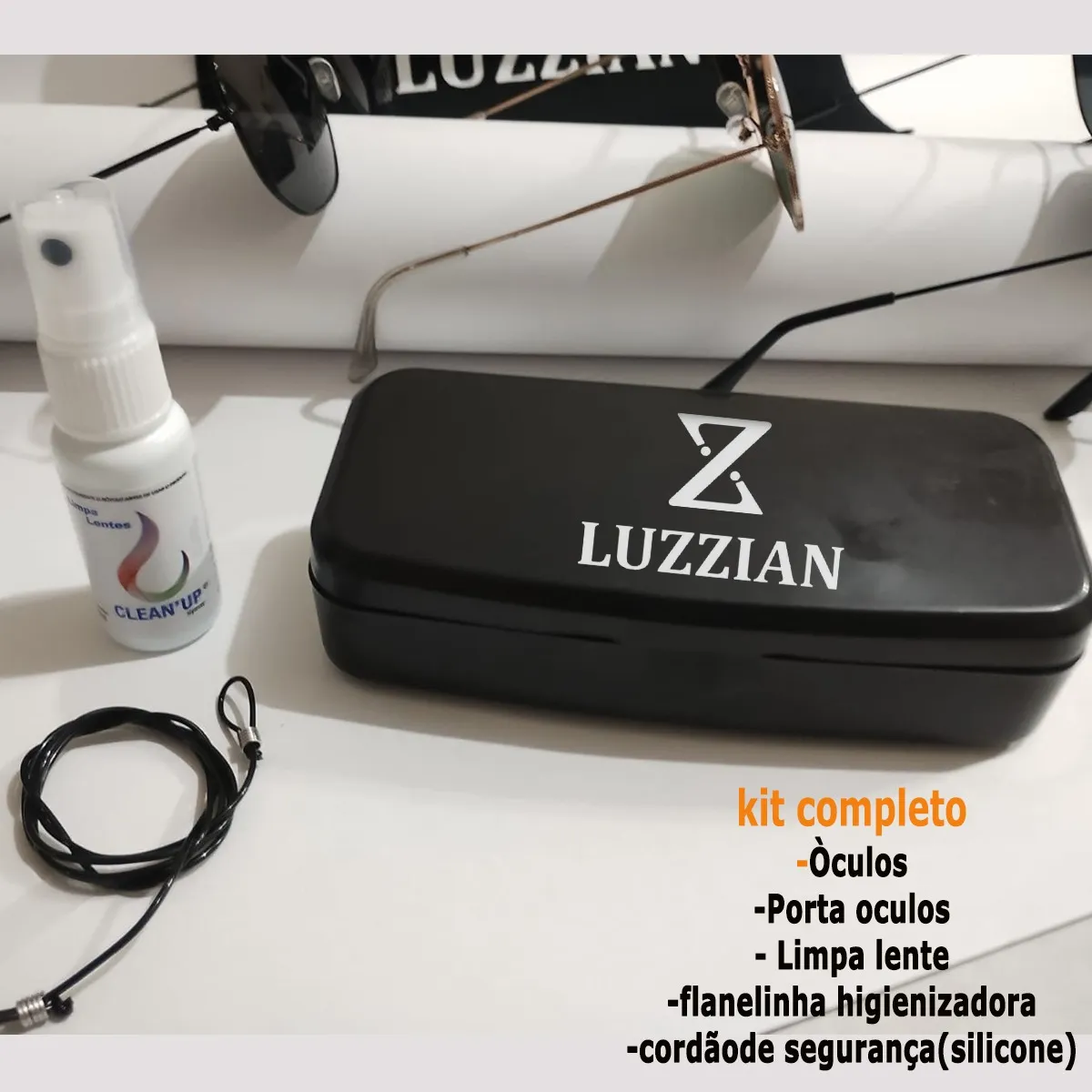 Kit Óculos De Sol Unissex Aviador Marca Luzzian Original - Imagem 4