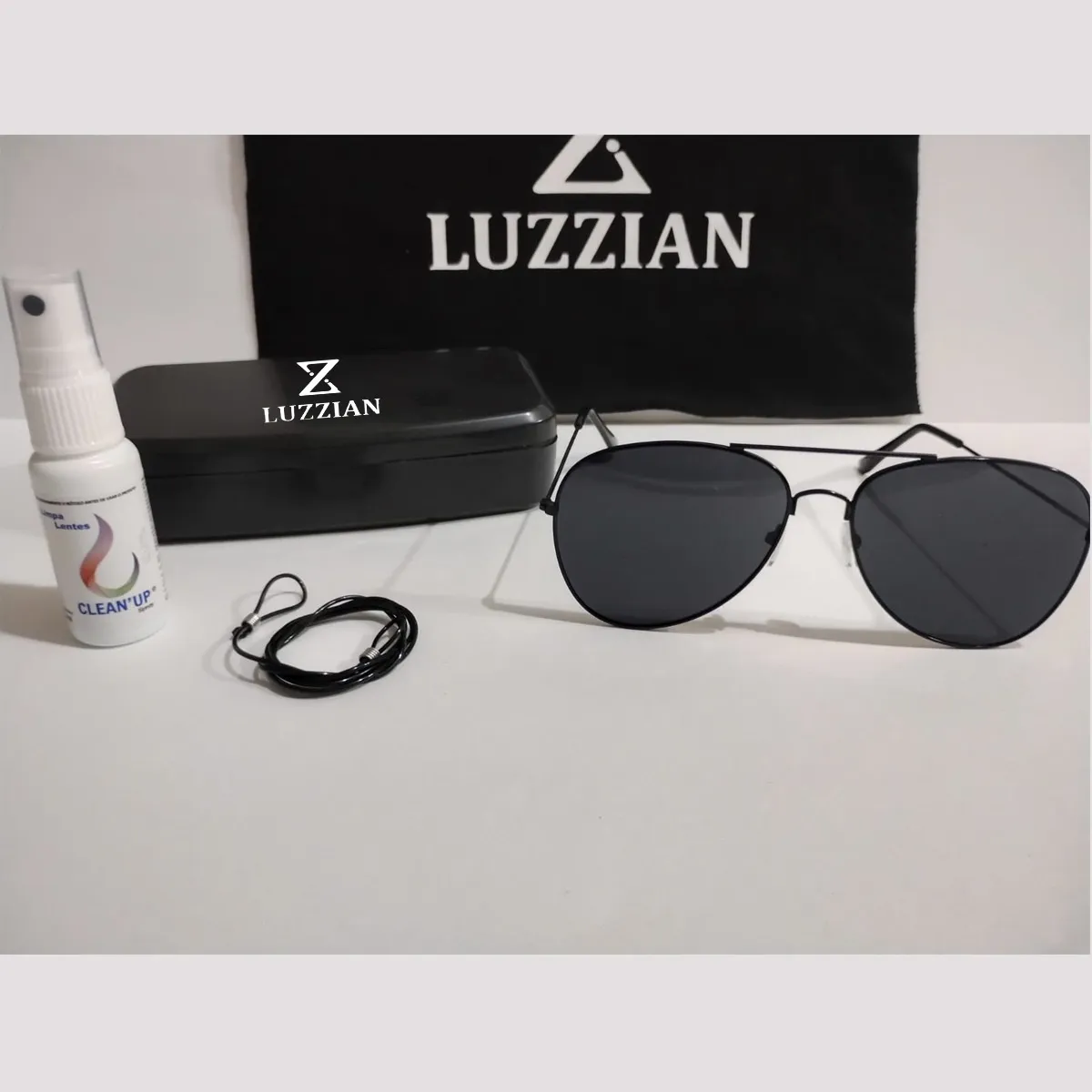 Kit Óculos De Sol Unissex Aviador Marca Luzzian Original